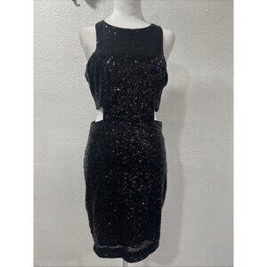Express Black Sequined Peekaboo Cocktail Dress Size‎ 10